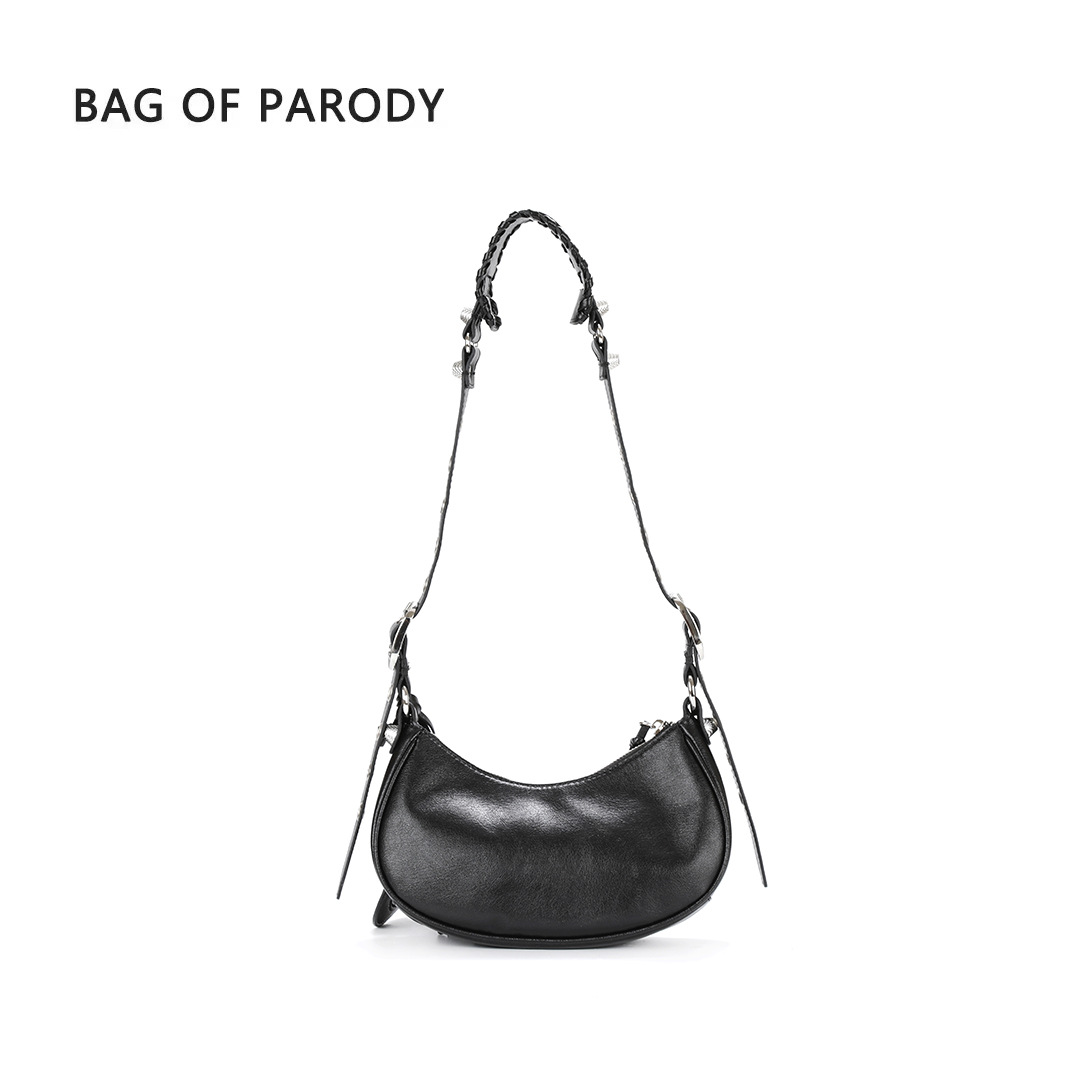 BAG OF PARODY designer bag Light luxury high quality Willow nail bag spicy girl armpit bag monthly tooth bag shoulder bag half moon motorcycle bag