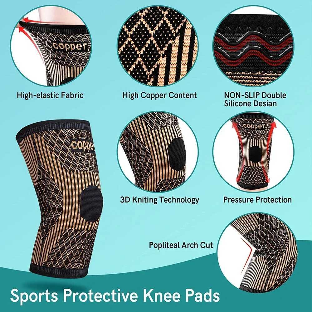 Copper Knee Brace for Arthritis Pain SupportCopper Knee Sleeve for knee pain Compression sleeve for SportsKnee Pain Relief J2509171