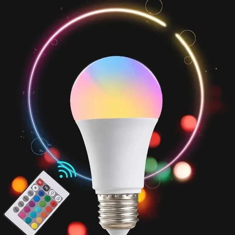 16 Colors RGB Bulb LED Multicolor Bulb E27 220V Dimmable Household Lighting 24 Key Remote Control Smart Lamp Atmosphere Light C250917