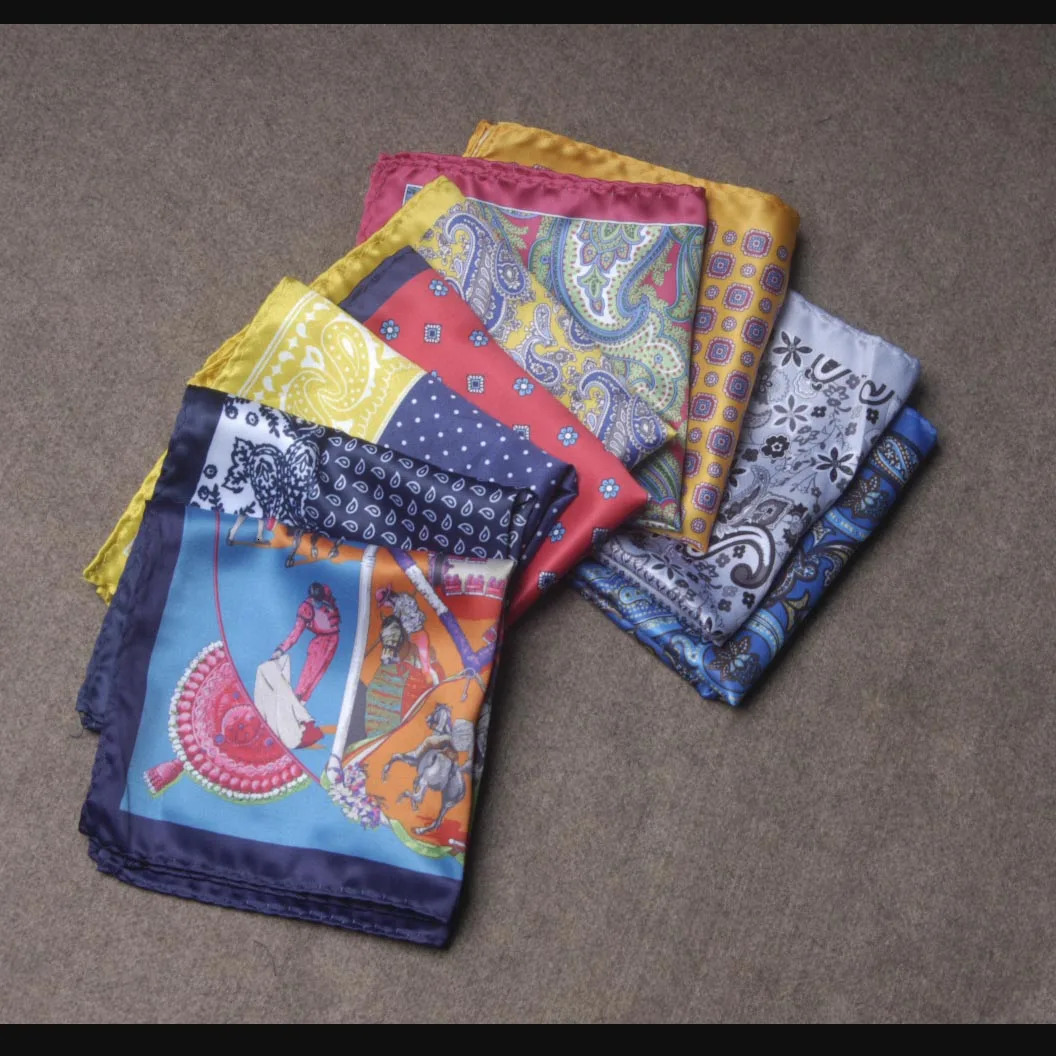 y Mens Handkerchief Silk Accessories Hanky Pocket Squared Scarf Paisley Polka Dots Party Wedding Prom 250917