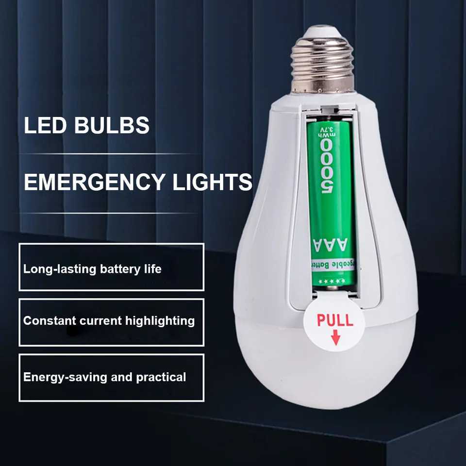 LED Bulb Light Smart Charging Chip Power Failure Emergency Home 18650 Battery FlickerFree with Hook Detachable Emergency Bulb C250917