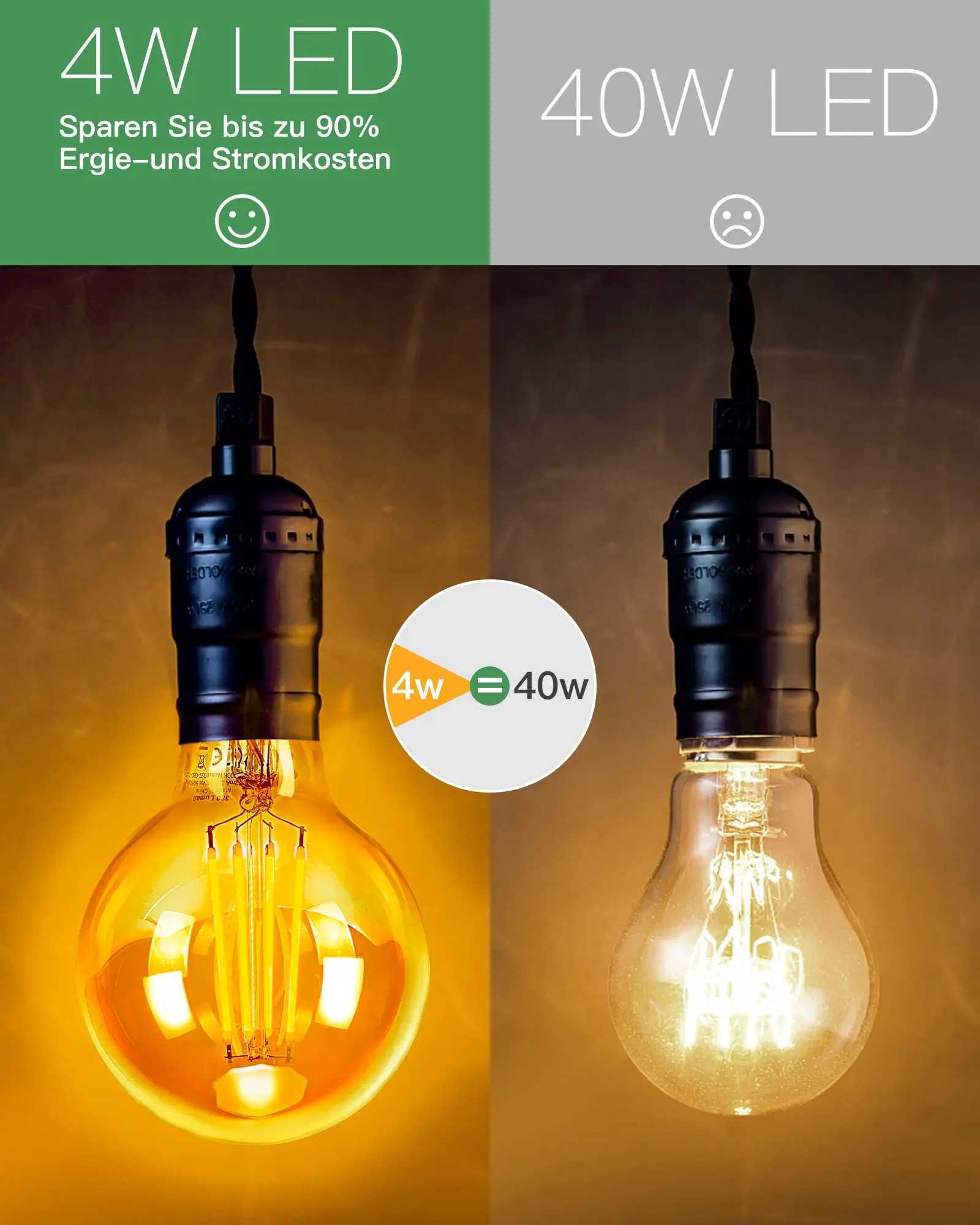 4PCS G80 Filament Light Bulb 4W 8W LED E27 220V Warm white 2700K Edison Light Bulb Light Amber Retro Decorative light Bulb C250917