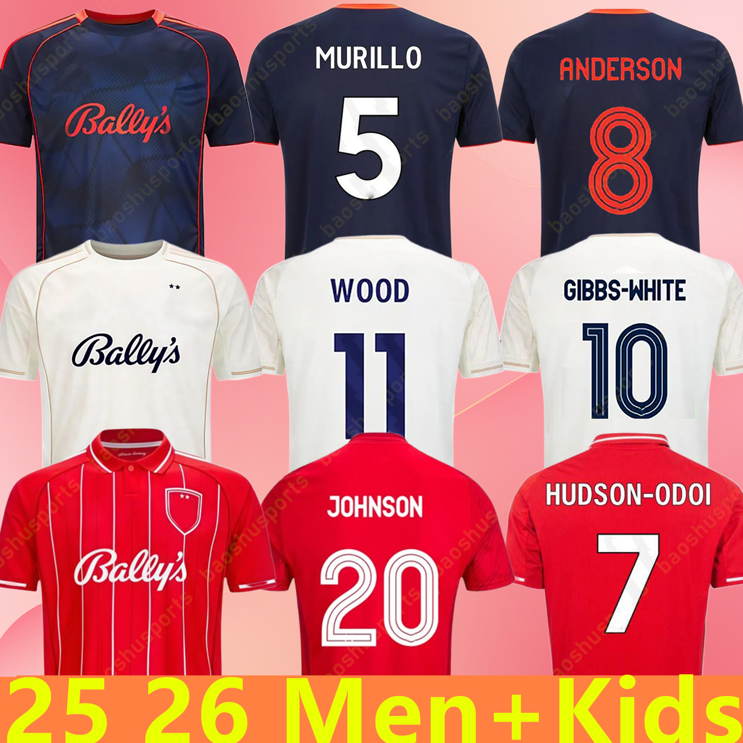 2XL 2025 2026 NottinghamS home Soccer JerseyS Forest 25 26 Elanga Hudson-Odoi AWONIYI Yates WOOD JOTA GIBBS-WHITE away football shirts MEN kids kit