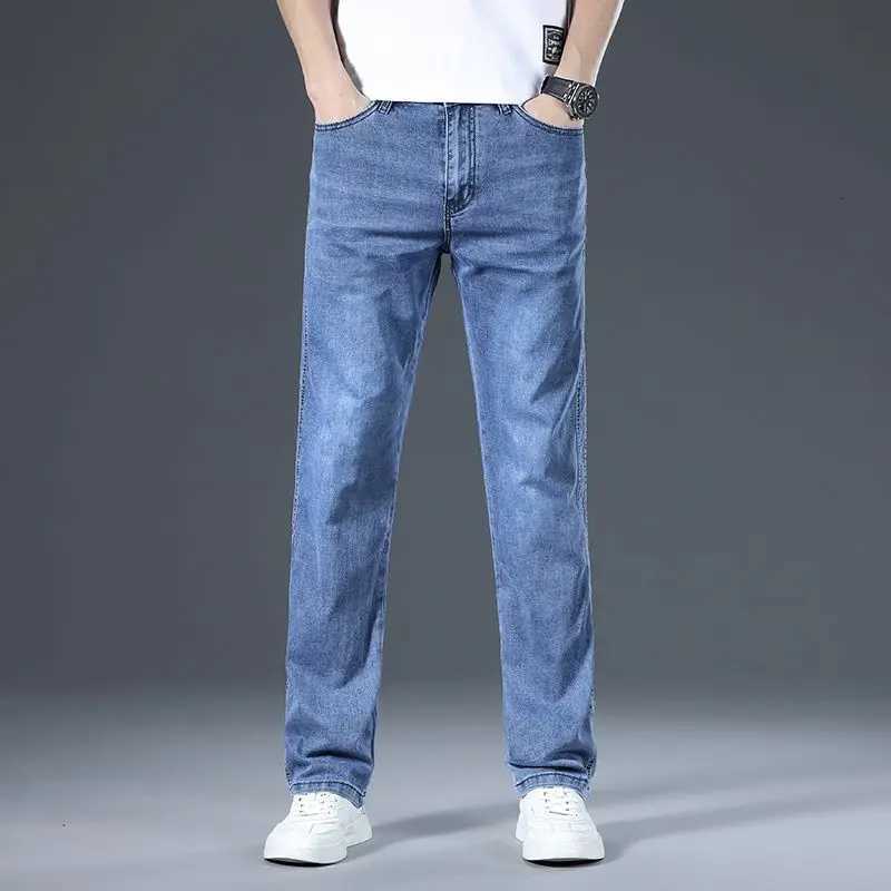 Mens Highend Fashionable Jeans Loose Straight Leg Trendy Brand Casual Elastic Versatile Loose Cropped Pants Autumn and WinterZ250917