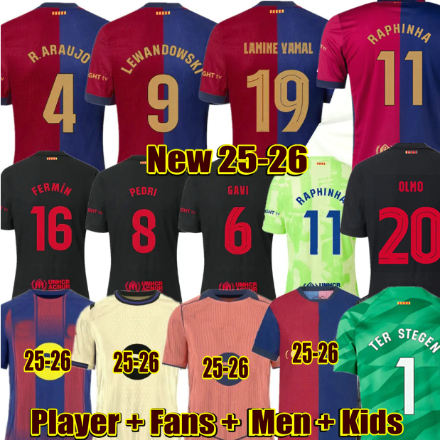 LEWANDOWSKI 25 26 Soccer Jersey LAMINE YAMAL PEDRI RASHFORD 2025 2026 RAPHINHA GAVI barcelonaES maillots fourth football shirt kids kit uniform F. DE JONG OLMO FERRAN