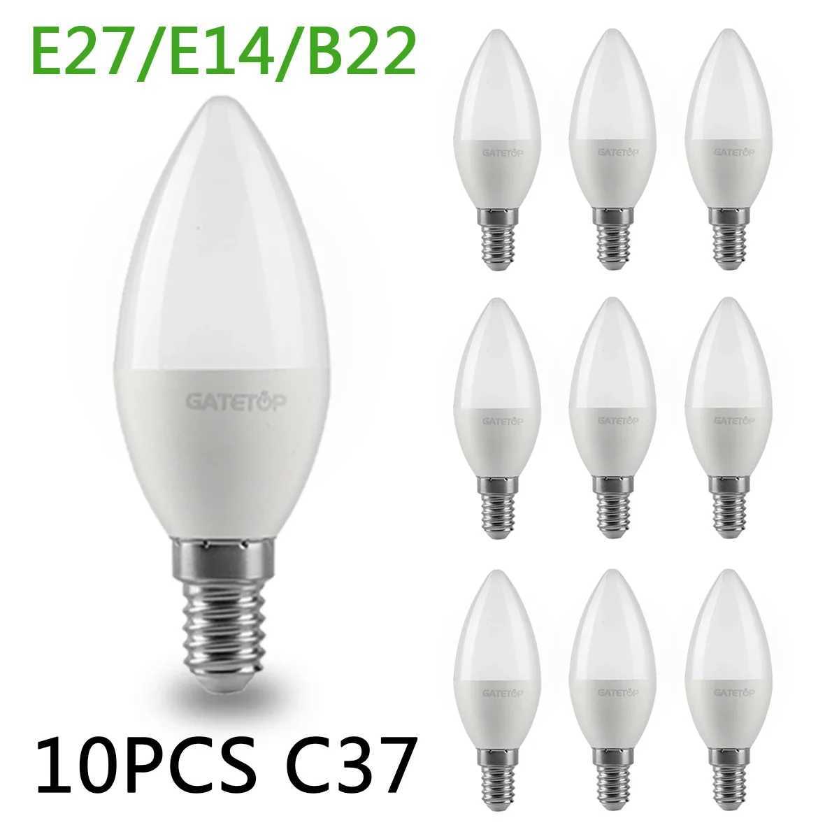 10pcs E27 E14 B22 Led Bulb 220V Candle Bulb Energy Saving Lamp 3W 5W 6W 7W Led Chandelier Light for Home Decoration C250917