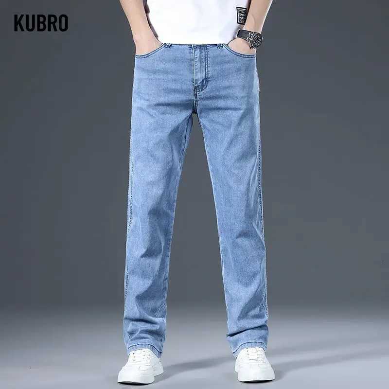 Mens Highend Fashionable Jeans Loose Straight Leg Trendy Brand Casual Elastic Versatile Loose Cropped Pants Autumn and WinterZ250917