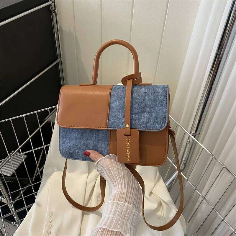Fashionable PU Leather Handbag Women For Commuting, Stylish Single Color Blocking Handbags Shoulder Bag, Daily Outfit Tote Bag