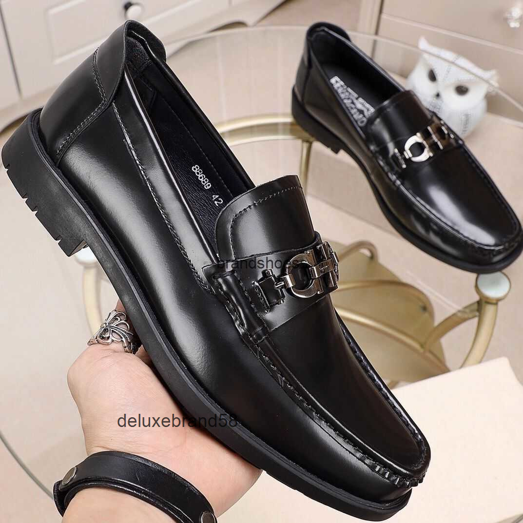 leather shoes for men european style horse buckle square head thick sole s dress high casual metal business slip on ferragamoshoes ferragamos ferragamao WRRY