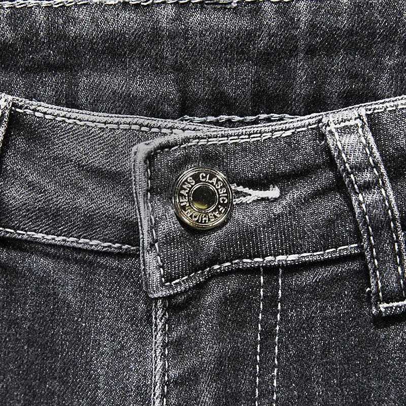 2024 New Spring Autumn Mens NinePoint Pants Slim Jeans Fashion Casual Denim Trousers Smoke Gray Blue Gray Brand ClothingZ250917