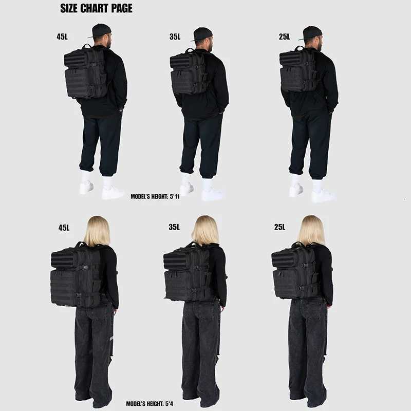 25L 35L 45L Tactical Backpack Men Women Outdoor Sports Travel Gym Hiking Bag Molle Military Camping Hunting Survival Rucksack Z250916