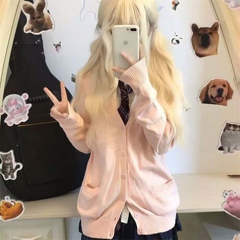 pink cardigan sweater with the same style Anime character COS knitted sweater original JK uniform sweater jacket 250916