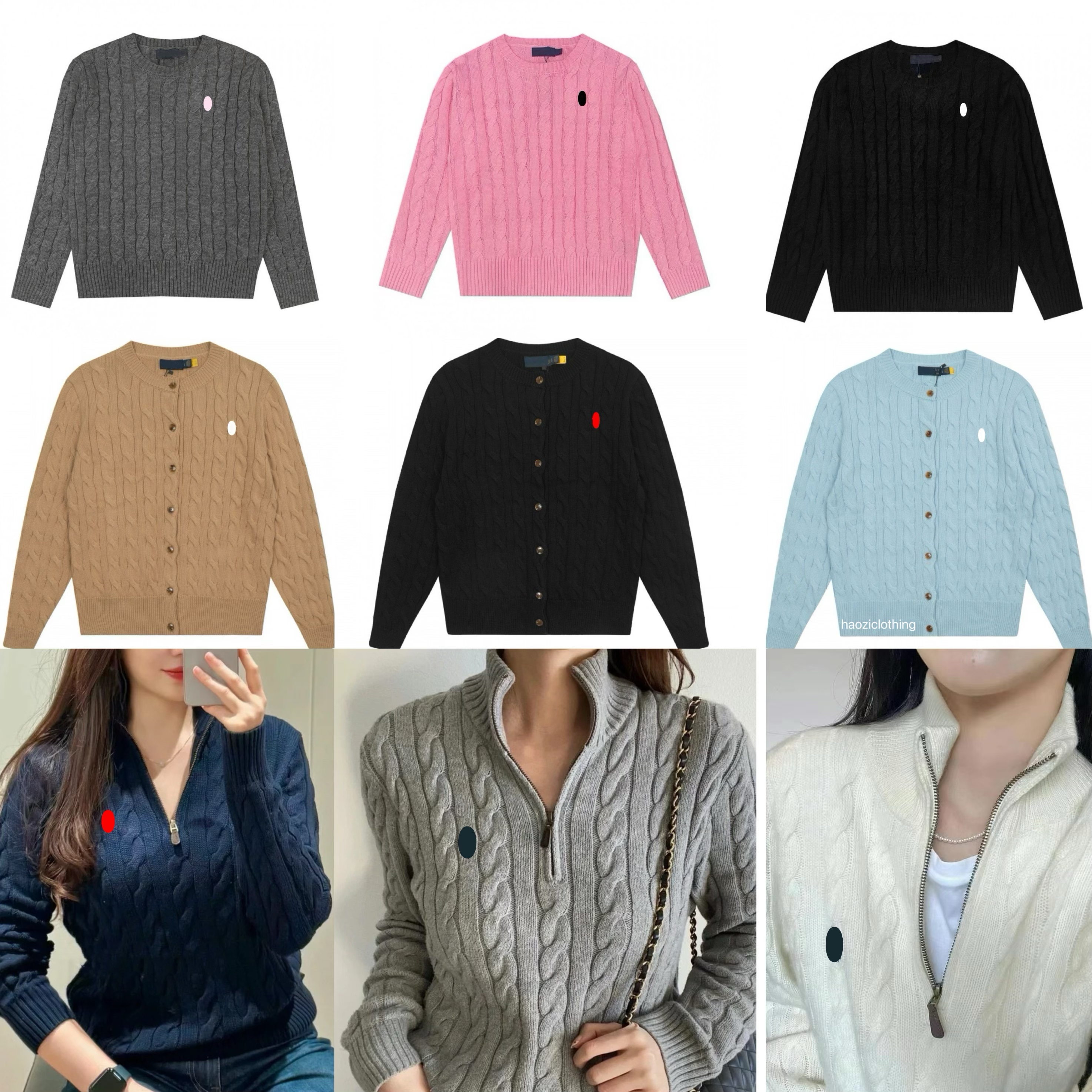 designer sweater women cardigan polo sweater designer cardigan pony embroidered twist knit pullover long sleeve sweater classic sweaters womens shirt