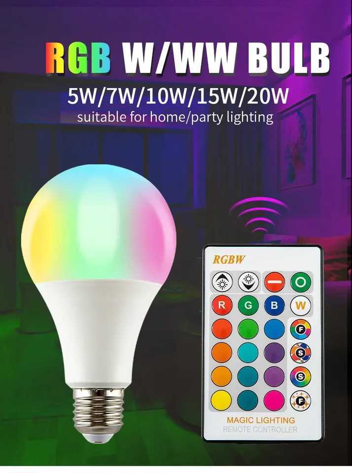 E27 RGB LED Bulbs With Light Switch 220V RGB 5W30W Remote Control Colorful Spotlights For Home Living Room Decorative Lamp C250917