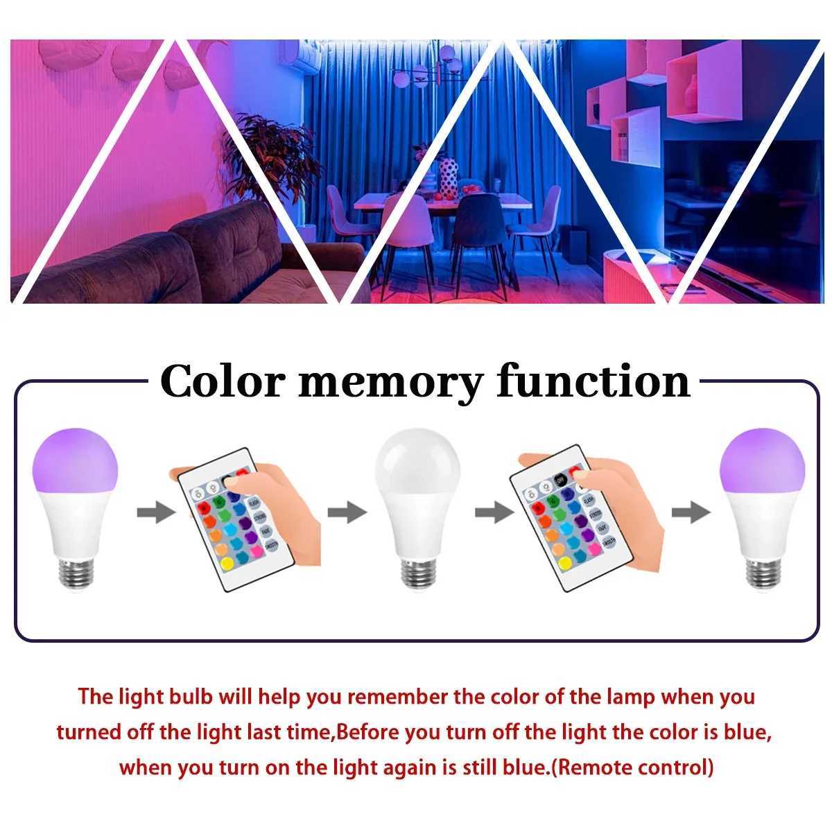 110PCS E27 Candle RGB LED Bulb 6W 24 Key Remote Control Dimmable Lamps AC220V110V Colorful Change for Living Room Lamp Bedroom C250917