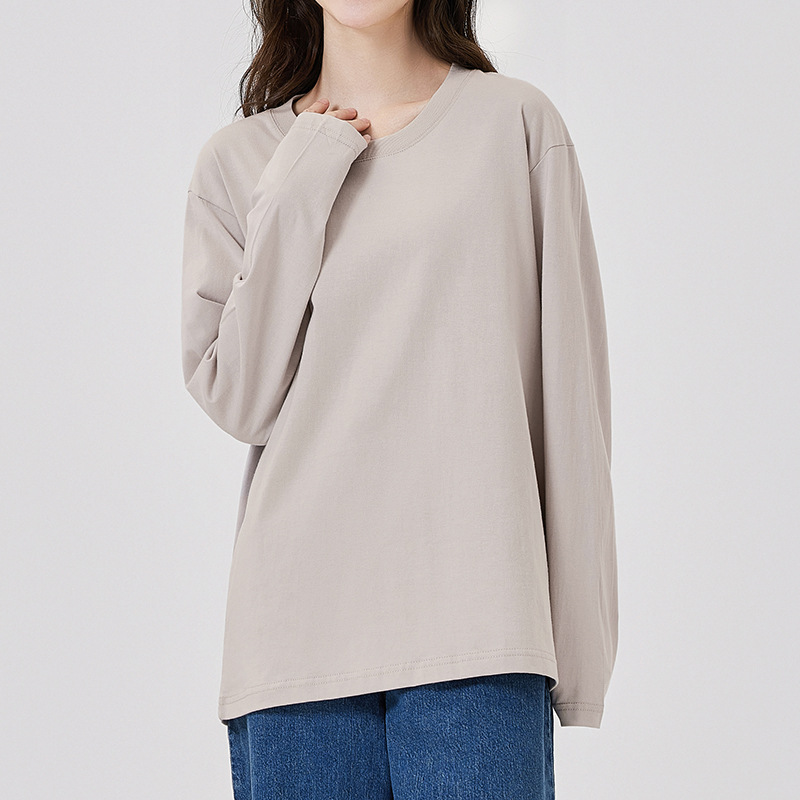 Men's Japanese-Style Solid Cotton Long-Sleeve T-Shirt - Autumn Crewneck Pullover, Ins Early Fall Inner Wear-04C