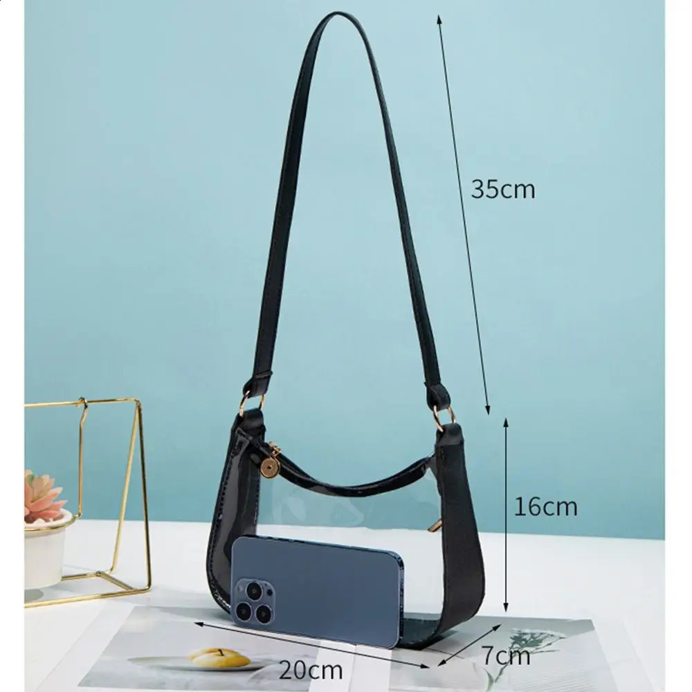 Candy Color Transparent Shoulder Bag Daily Zipper PVC Clear Jelly Bag Small Purses Women Girls 250916