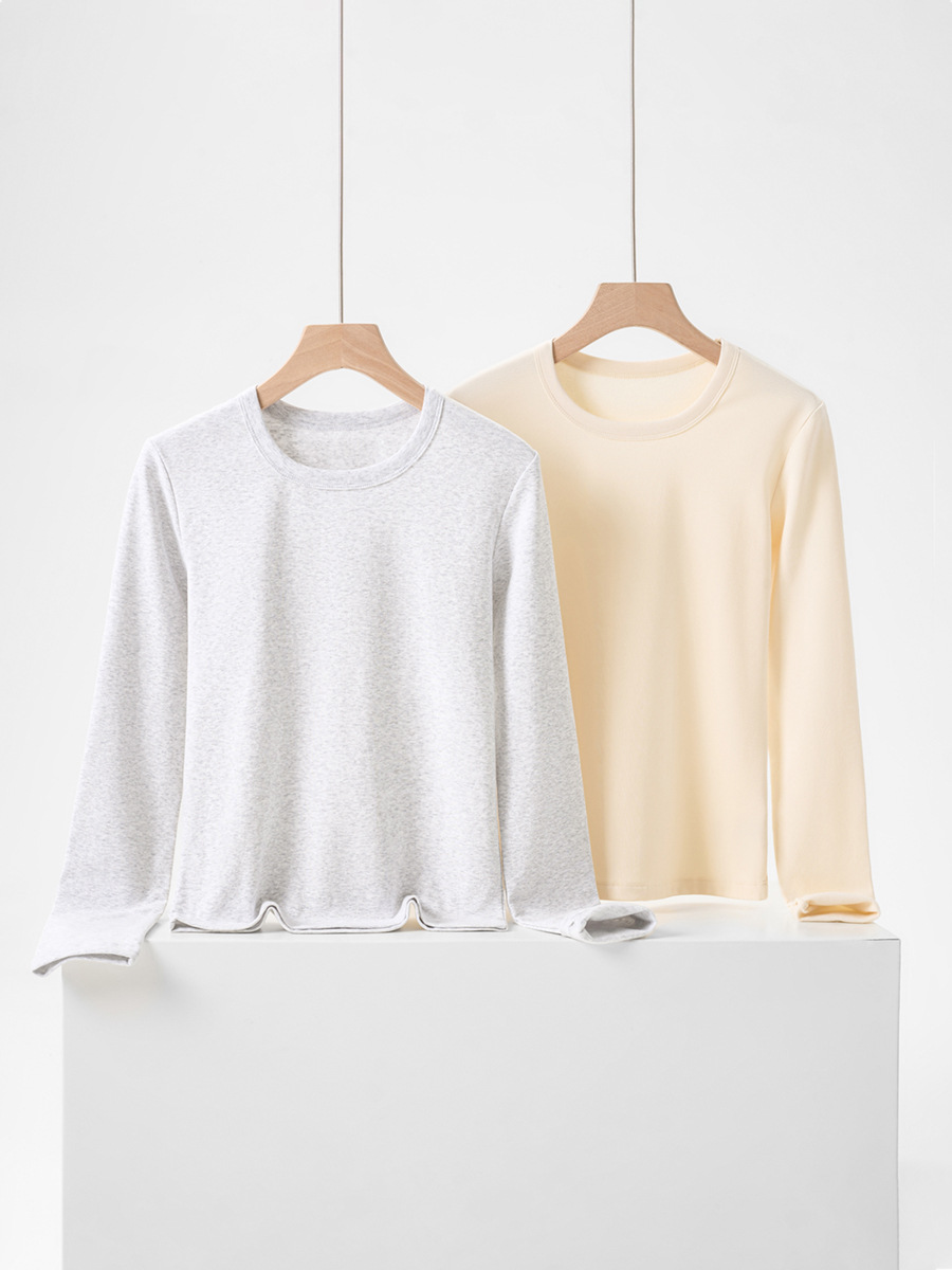 Women's Autumn & Winter New Warm Long-Sleeve U-Neck T-Shirt - Fleece-Lined, Thickened, Slim-Fit Casual Inner Wear-1107T