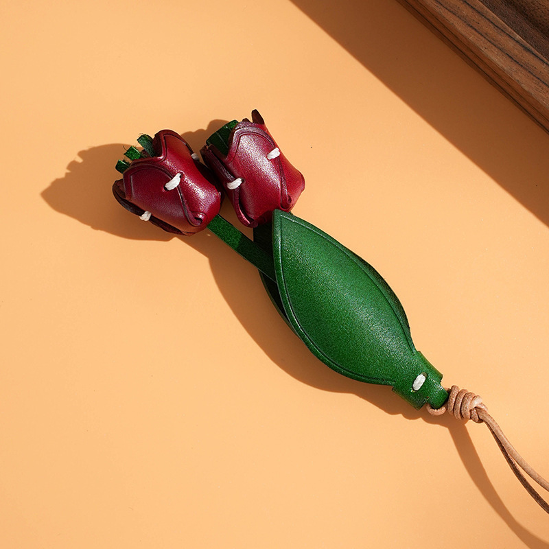 Leather flower charm for womens bag pendant high-quality handmade genuine classyflorals accessories 250715