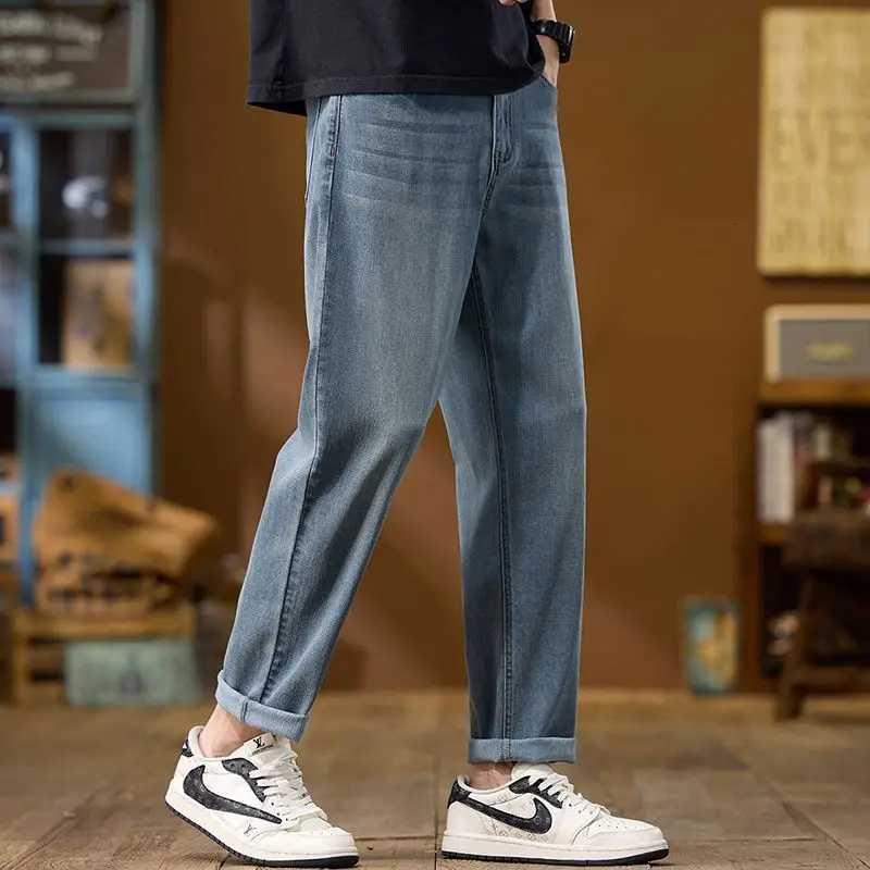 2025 New Mens Wide Leg Ice Jeans Street HipHop Straight Leg Loose Denim Pants Oversized Casual Retro Jeans Loose Fit TrousersZ250917