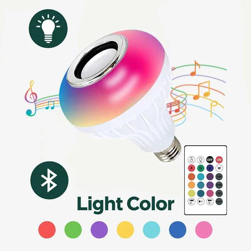 E27 12W LED Infrared RGBW Music Bulb with Remote Control Color Adjustment Music Player Indoor Bedroom Mood Light C250917