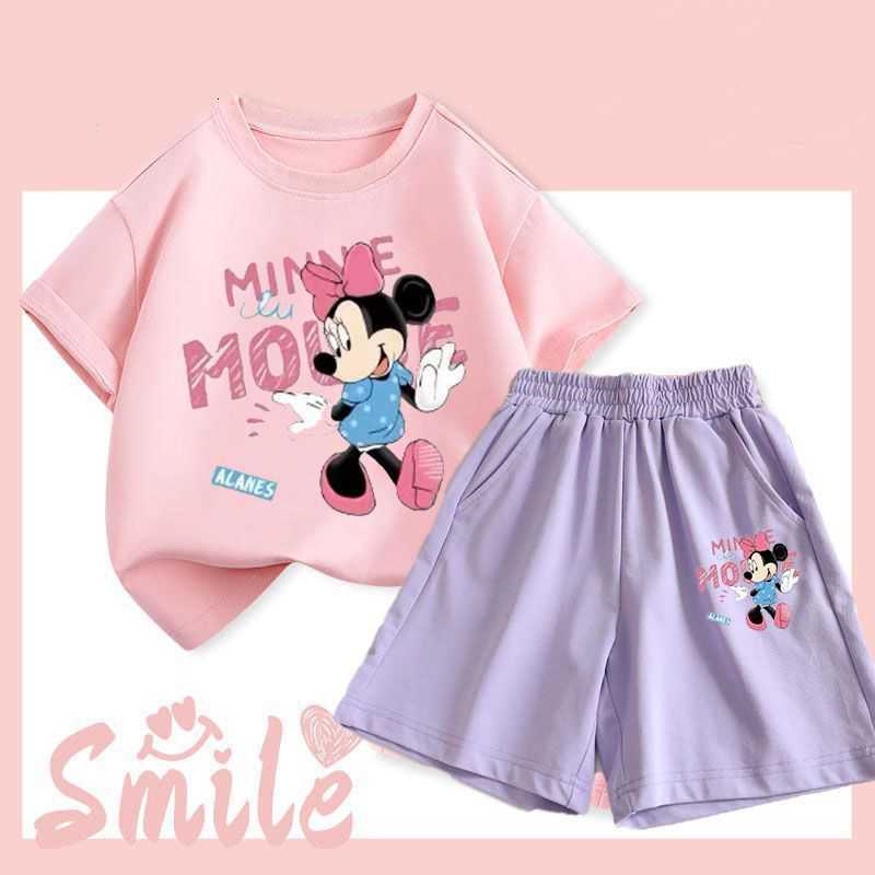 Disney Summer Baby Girls Clothes Set Children Girl Disney Minnie T-shirts And Shorts 2 Pieces Suit Kid Short Sleeve Top Bottom Outfits X250524