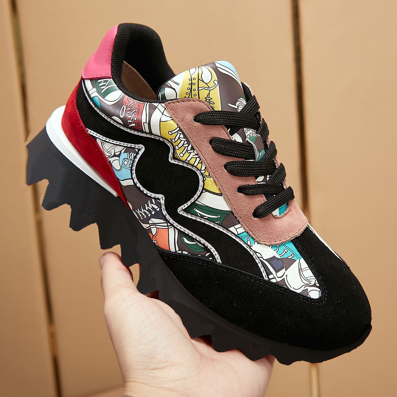 Designer Shoes Top-Quality Men Women Luxury Mesh Nylon Lace-Up Leather Runner Training Shoe