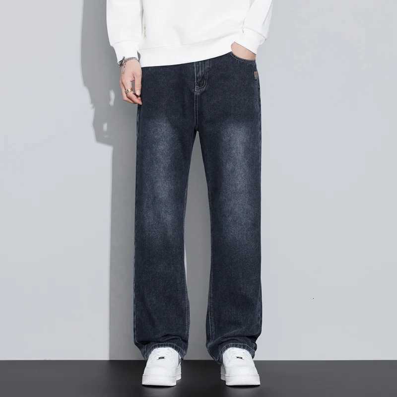 Jeans Mens Autumn and Winter New Loose Straight Pants Fashion Brand Youth Autumn and Winter Plush Thick Casual Mens PantsZ250917