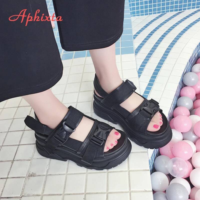 8cm Platform Sandals Wedge High Heels Buckle Leather Canvas Summer Shoes Wedges Women Sandal ddmypanda