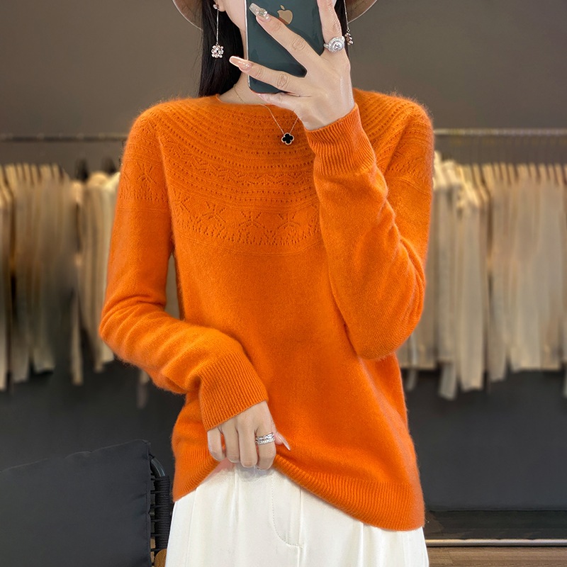 Women O-neck Cashmere Knitwear Female Pullover Autumn Winter Casual Tops Solid Color Soft Clothing