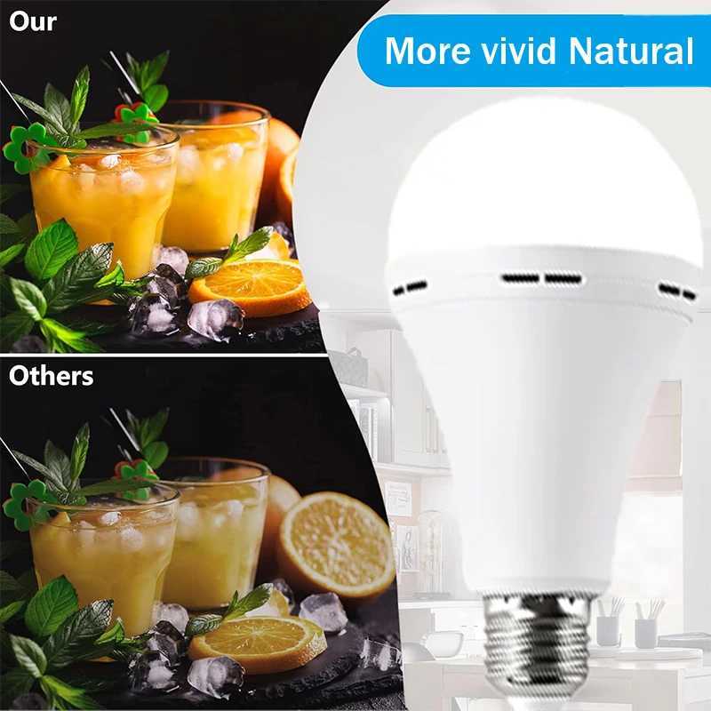 6pcs 18W Rechargeable LED Bulbs 1200mAh Battery Energy Storage 6500K White Light Multifunction Emergency Lighting C250917