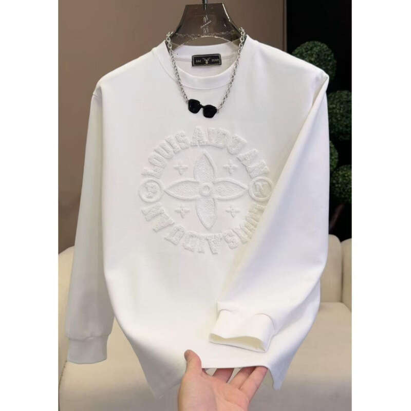 Mens Designer Autumn New Trendy Fashion Long Sleeve Men Round Neck Pullover Loose Solid Color Youth Base Shirt Men's Sweatshirt