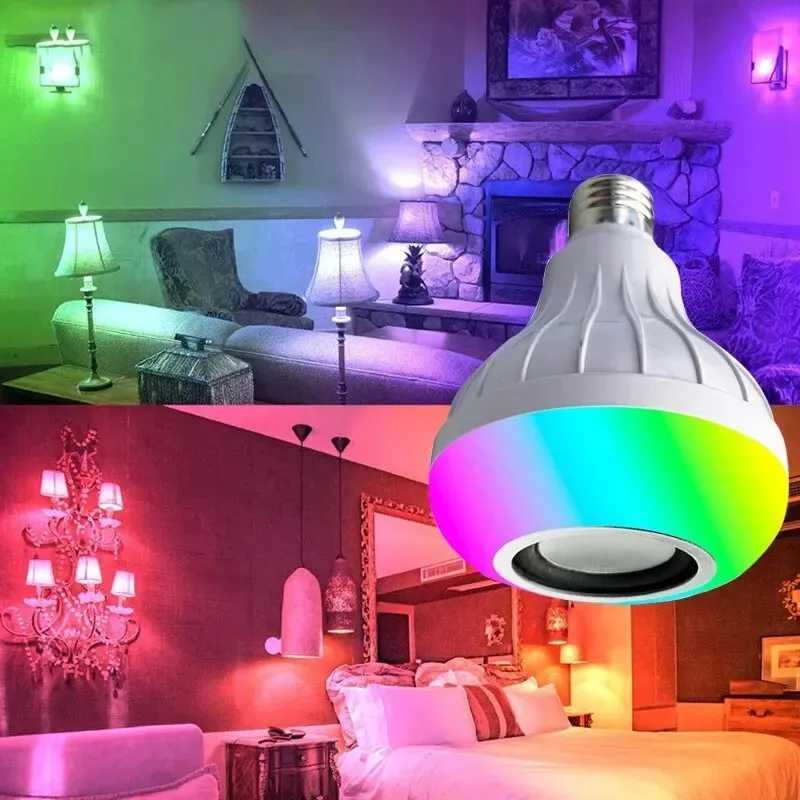 12W E27 RGB Colorful Music Remote Control LED Bulb Led Smart Lights Bluetooth Music Bulb Lamp Led Dimmable Bulb For Home Party C250917