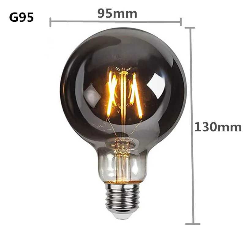 LED E27 ST64 G80 G95 G125 4W Dimmable220V Smoky Gray Warm GSpiral Filament Bulb Retro Vintage Decorative Lighting Edison Lamp C250917