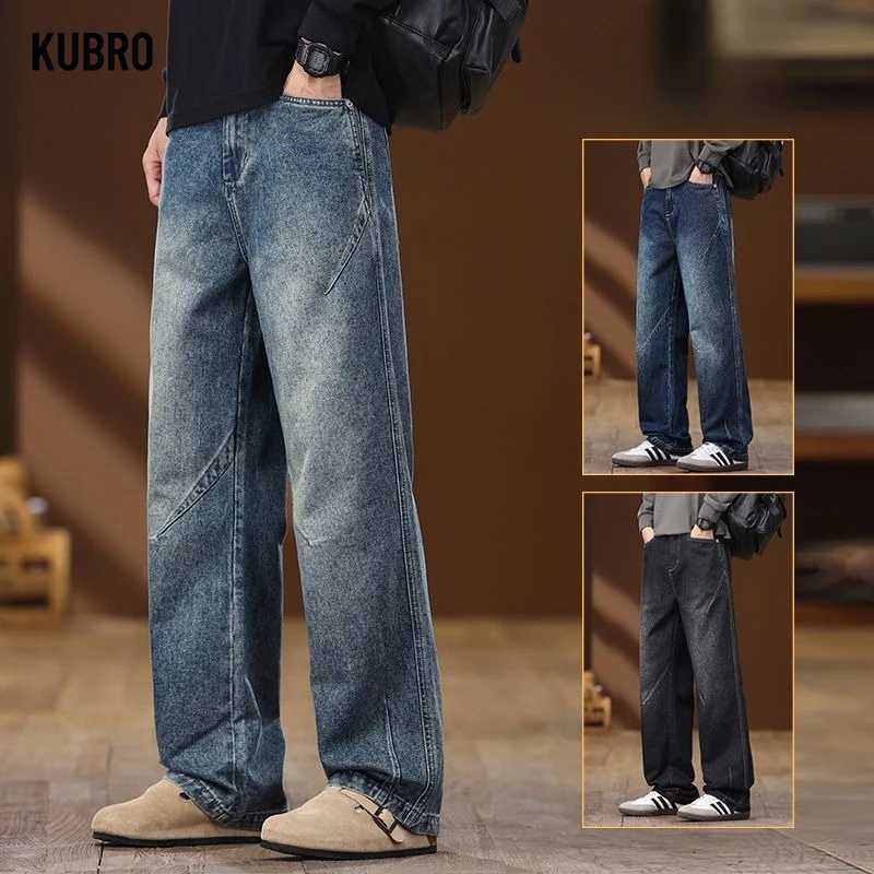 American Retro Solidcolor High Street Mens Jeans Autumn and Winter Fashionable Loose Straightleg Casual Trousers Man PantsZ250917