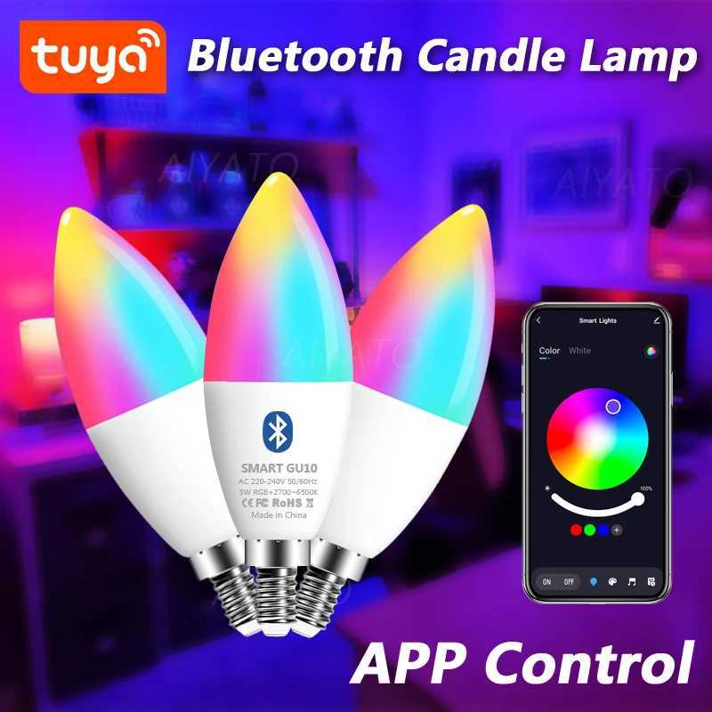 Tuya E14 Candle Lamps APP Control Smart Bulb Bluetooth WIFI RGB 220V LED Light Dimmable Smart Life Room Home Group Crystal Lamps C250917