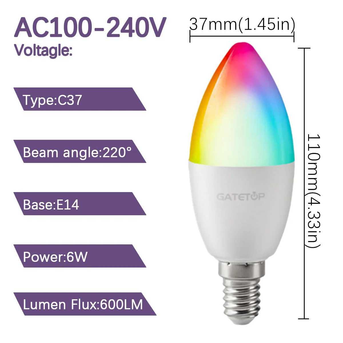 110PCS E14 Candle LED Bulb RGB 24 Key Remote Control Dimmable 6W AC220V 110V Colorful Change for Bedroom Living Room Lamp C250917
