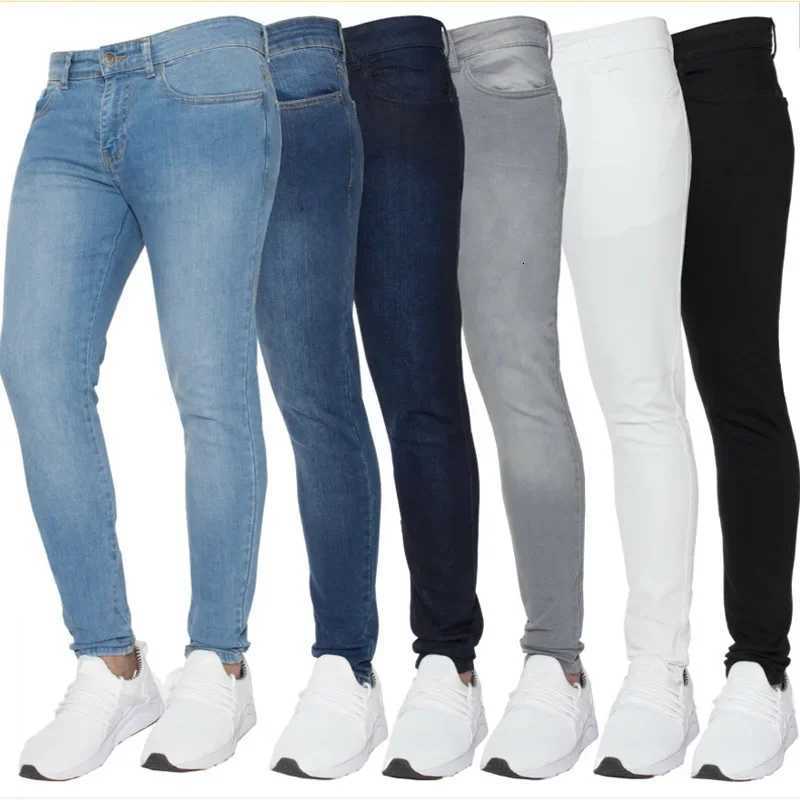 Spring Autumn Business Men Jeans Casual Straight Stretch Fashion Classic Black Sky Blue Grey Work Denim Trousers Brand ClothingZ250917
