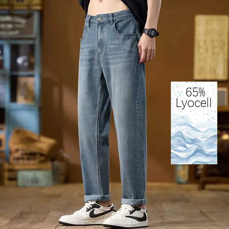 2025 New Mens Wide Leg Ice Jeans Street HipHop Straight Leg Loose Denim Pants Oversized Casual Retro Jeans Loose Fit TrousersZ250917