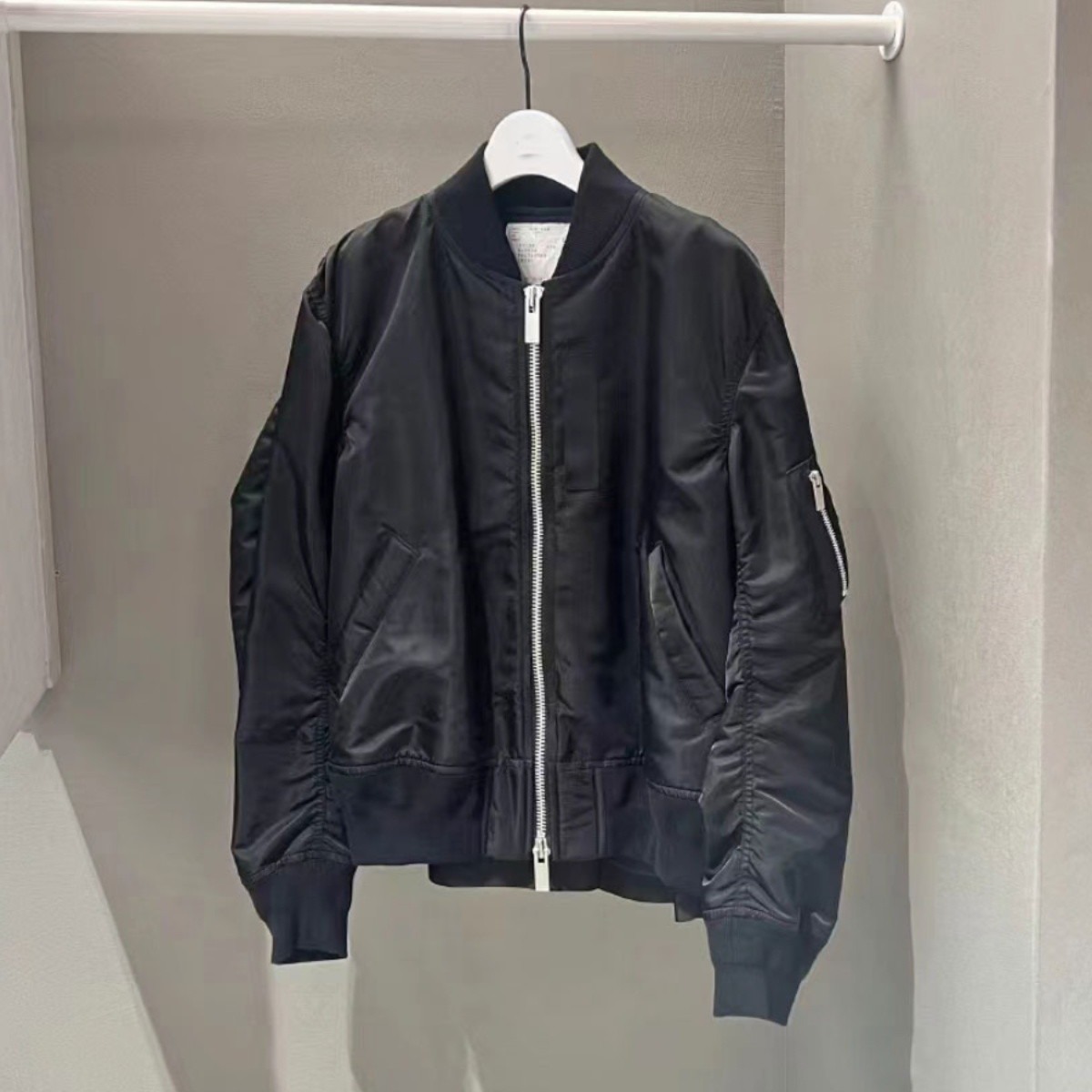 f/* o/- g SacaI Autumn/Winter New Collection Back Fold Splicing Flight Jacket Jacket Top for Women