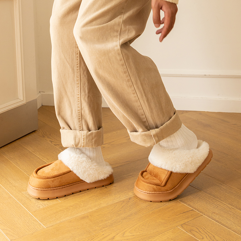 Cotton shoes for men and women in winter 2025 new thickened thick-soled home indoor autumn and winter warm wool slippers