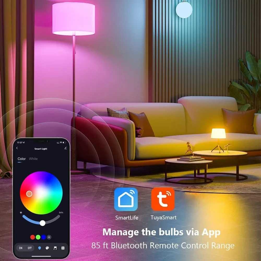 Tuya Smart Bluetooth LED Light Bulbs Smart Life APP E27 85265V 9W BT Lamp with Remote Group Control for Bedroom Decor C250917