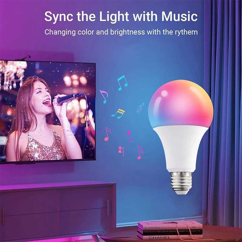 Tuya E27 LED Smart Bulb WIFI Bluetooth Dimmable Light LED Lamp 27006500k RGB APP Voice with Alexa Google Home Smart Life Decor C250917