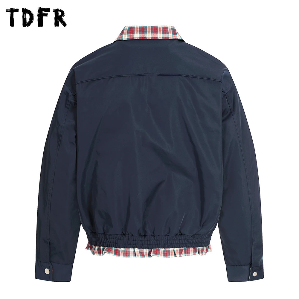 Patchwork twopiece Cargo Jacket Mens Pocket Retro Casual Lapel Loose Long Sleeve Outerwear Man 250917