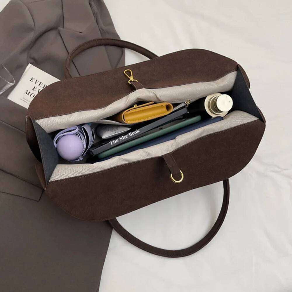 Best Selling Designer Bag Top Handle Suede Solid Color Ret Handbag For Women Men With Inner Pocket Tote Trendy Satchel Work Travel Bag
