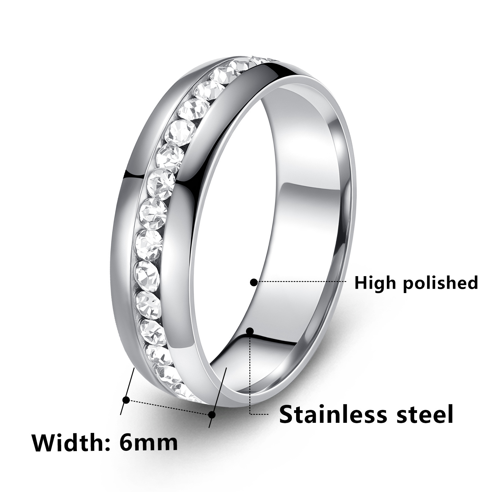 Cubic Zirconia CZ Promise Engagement Band 18K Gold Plated Unisex Gold Wedding Rings Stainless Steel Rings for Women Men Crystal Fine Jewelry Wife Birt