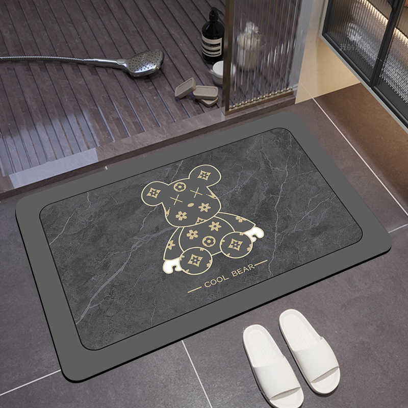 Trendy Violent Bear Diatomaceous Earth Mat HighEnd Bathroom WaterAbsorbent DirtResistant Easy to Clean NonSlip Mat Cartoon Pattern C250917