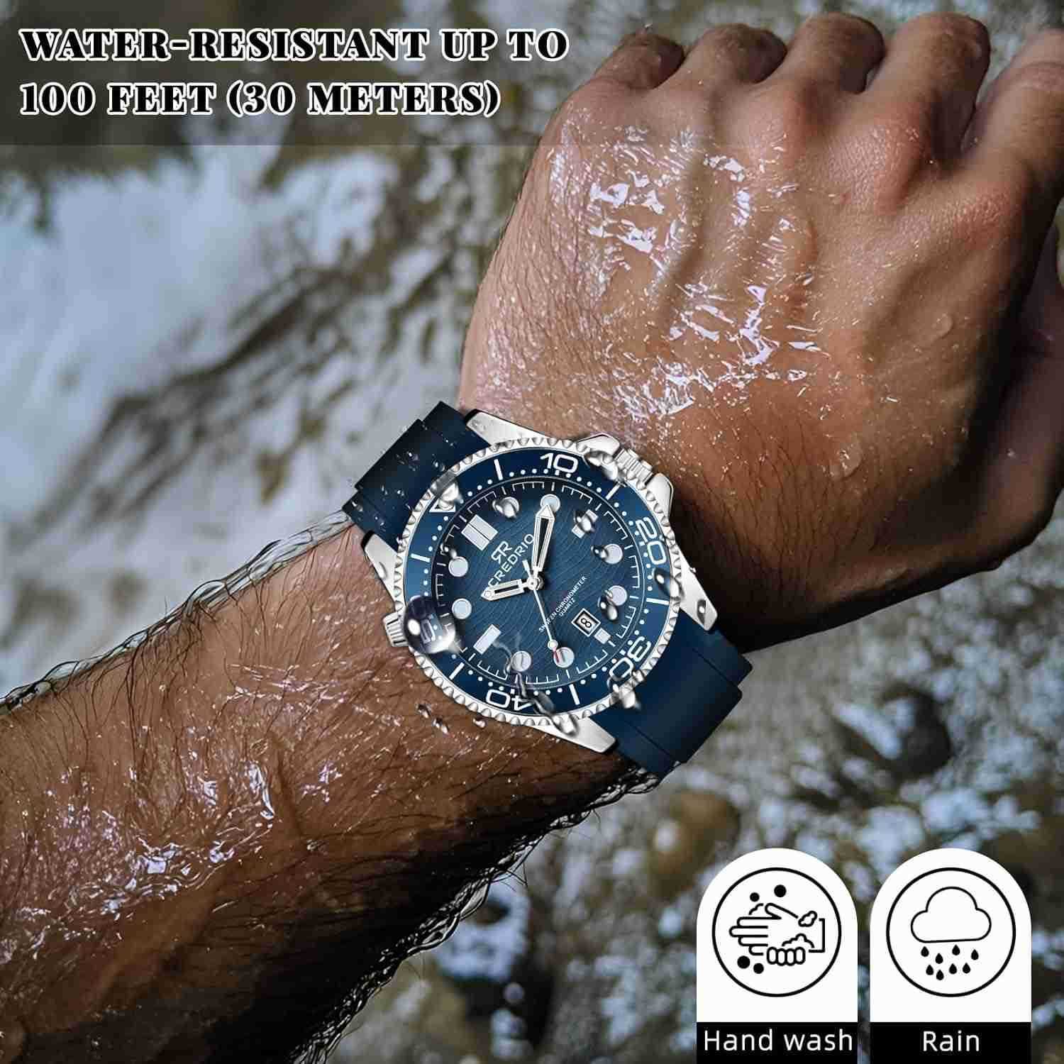 Mens Watches Waterproof Rubber Band Watch for Men Luminous Hands and Markers Date Display Wrist WatchW250917