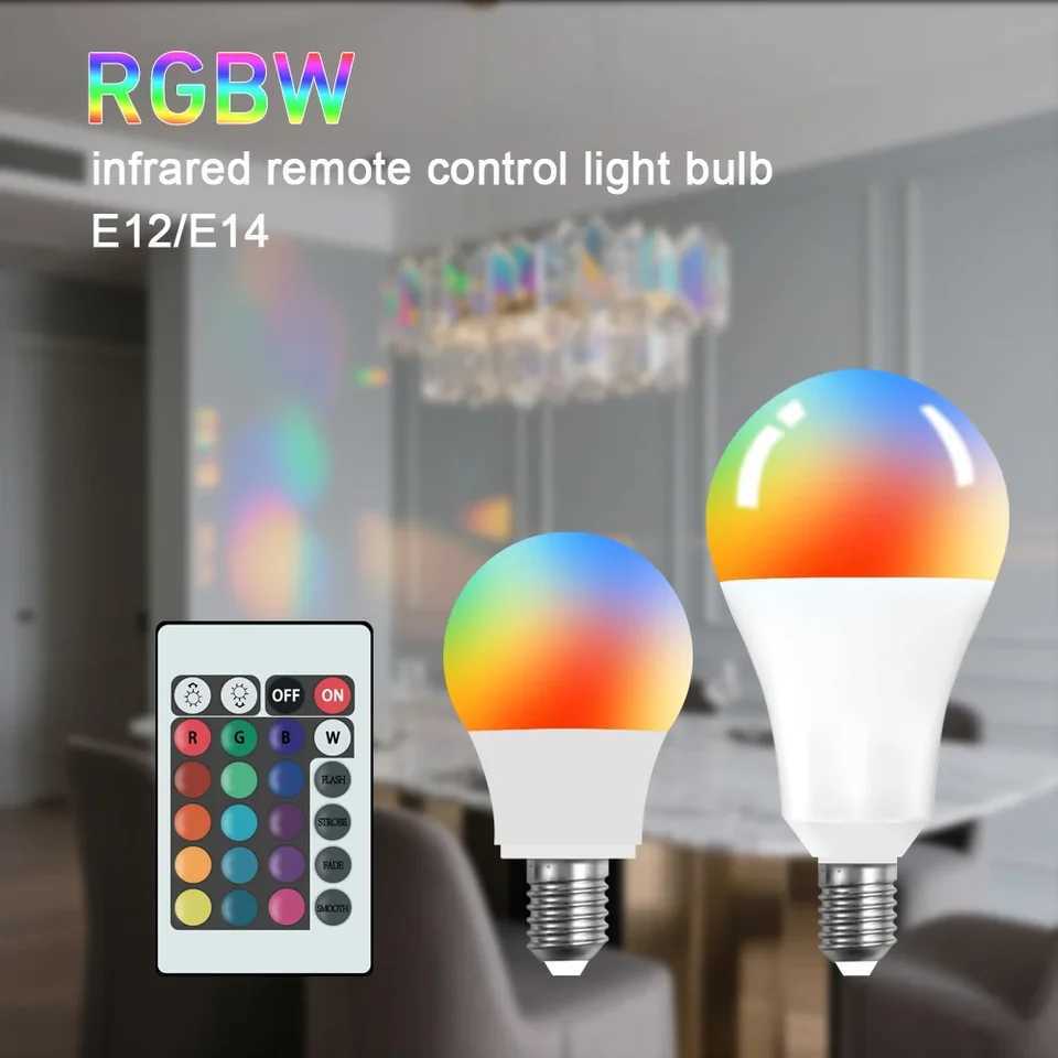 LED Bulb 85265V E12E14 RGBW LED Light Infrared Remote Control Color Changing RGB White Atmosphere Light Spotlight LED Bulb C250917