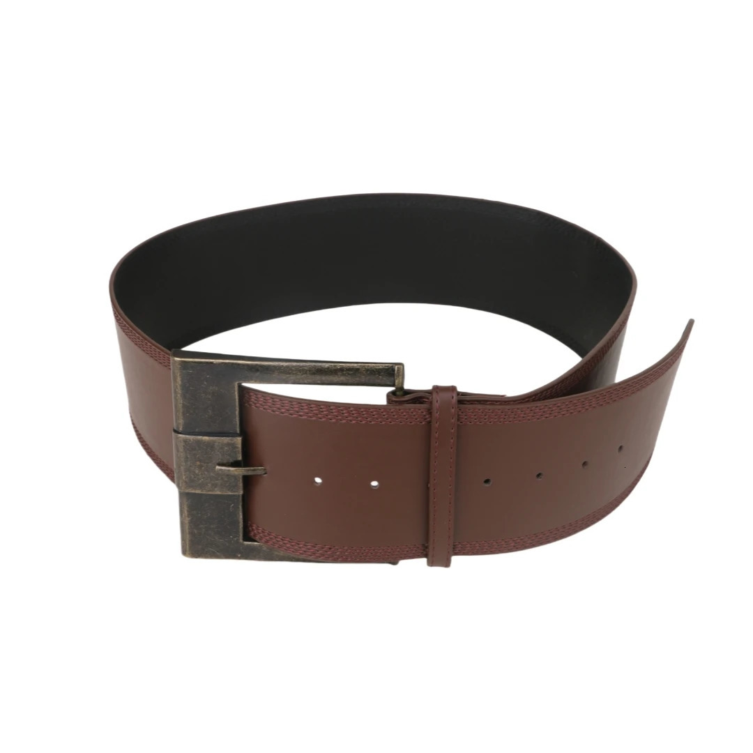 Ladies retro Punk Fashion wide waistband with Square Bronze Pin buckle Girdle Belts For Women Paired with coat sweater dress 250917